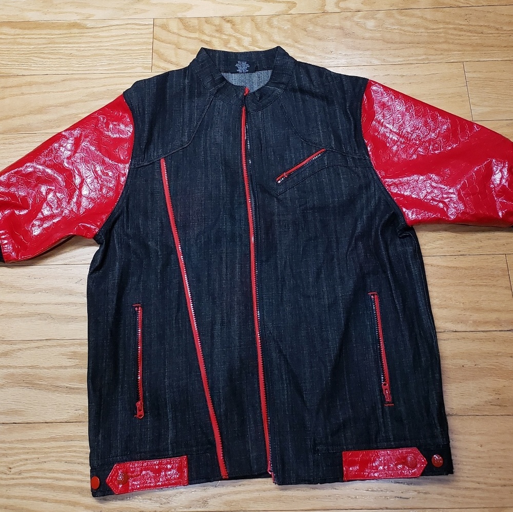 Red Ape Jean Co. Flaux Red Leather & Black Jacket